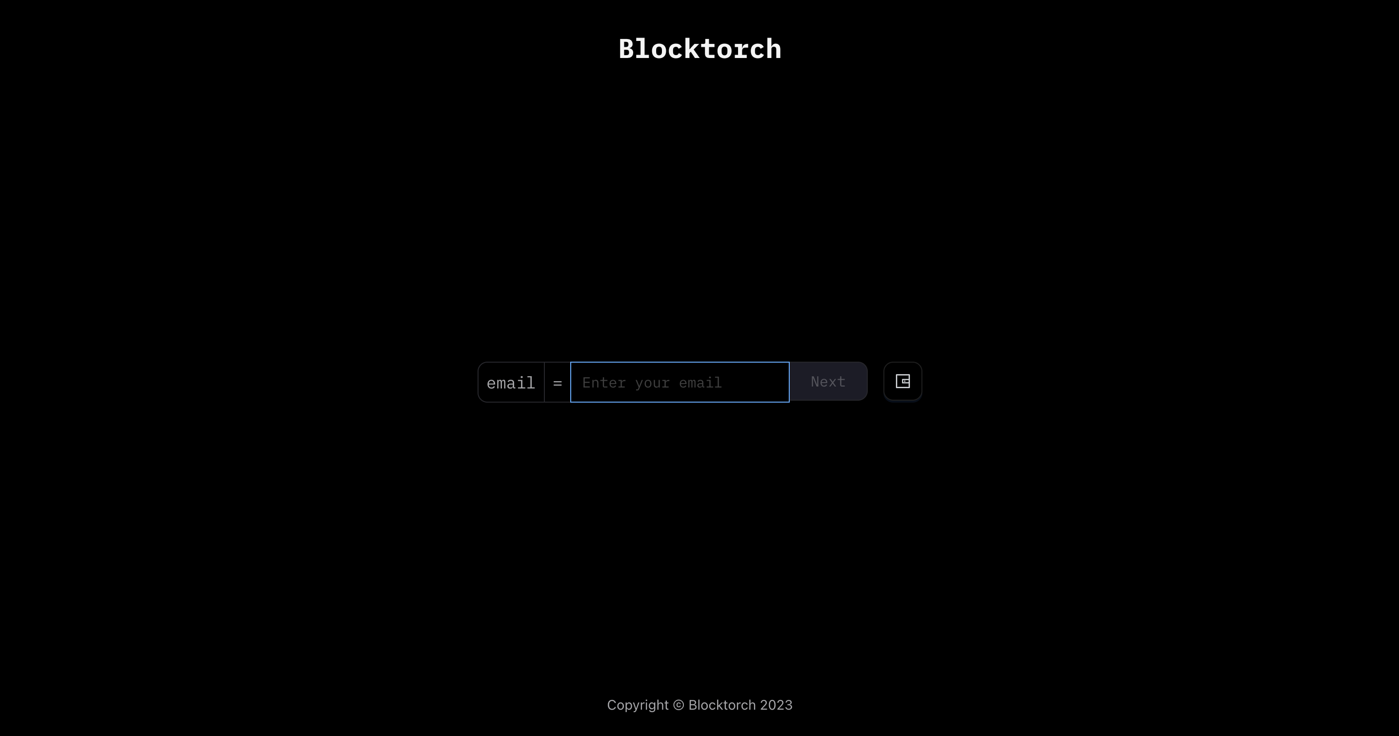 Sign-in screen for Blocktorch, supporting sign-in through email and wallet